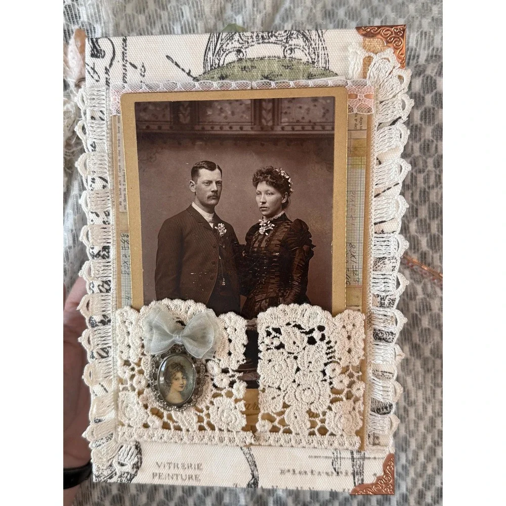 Vintage Cabinet Card Front & Applique Junk Journal